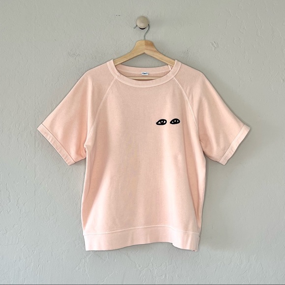 Clare V Pink Sweatshirt with Black Eye Design - Picture 1 of 7